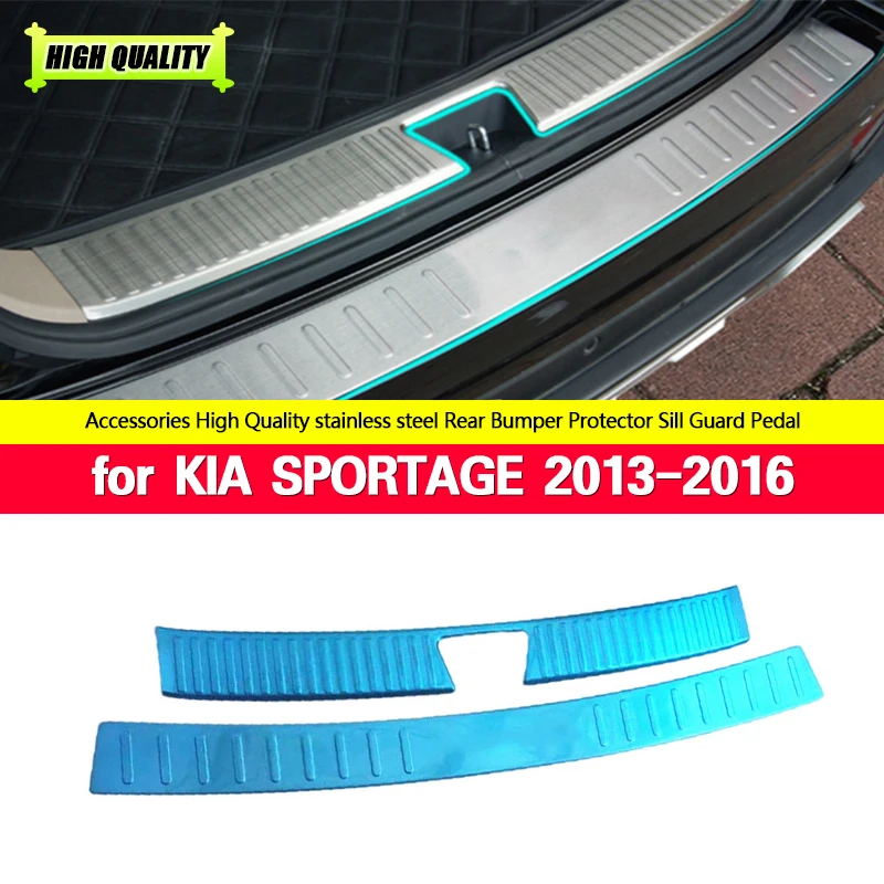 

High Quality Stainless Steel Rear Bumper Internal External Protector Sill Trunk Rear Guard Tread Plate FOR KIA SPORTAGE 2013-16