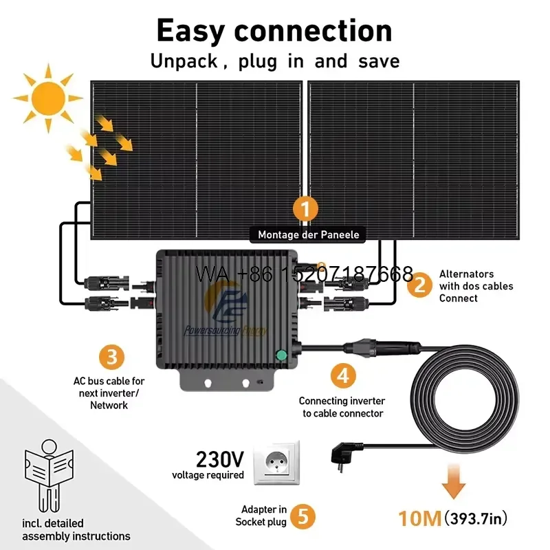 Wmwmnu Hot Selling Balcony Solar System with 800W MPPT Lithium Ion Micro Inverter Home Complete Kit EU US Stock