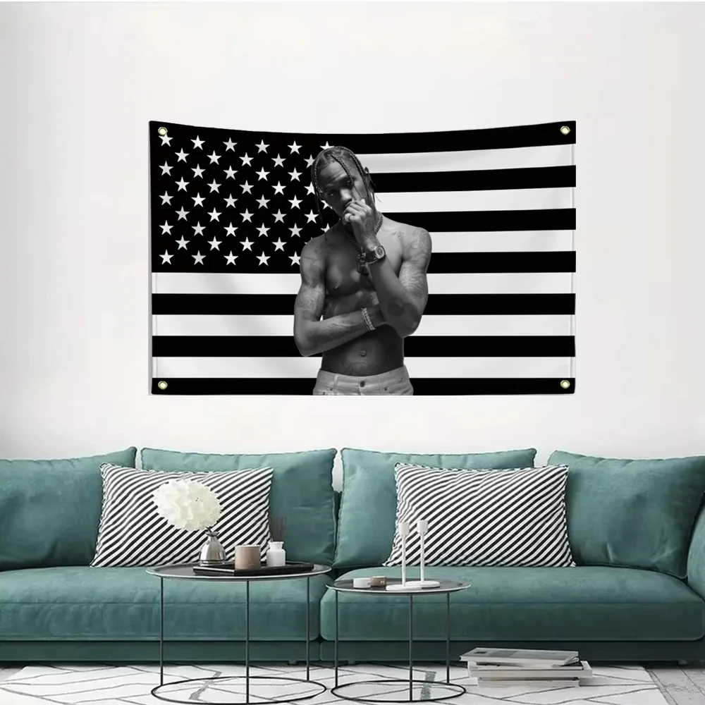 1 قطعة T-Travis S-Scott العلم الأمريكي راية الديكور المرآب غرفة نوم راية الديكور في الهواء الطلق الإعلان راية نسيج راية #3