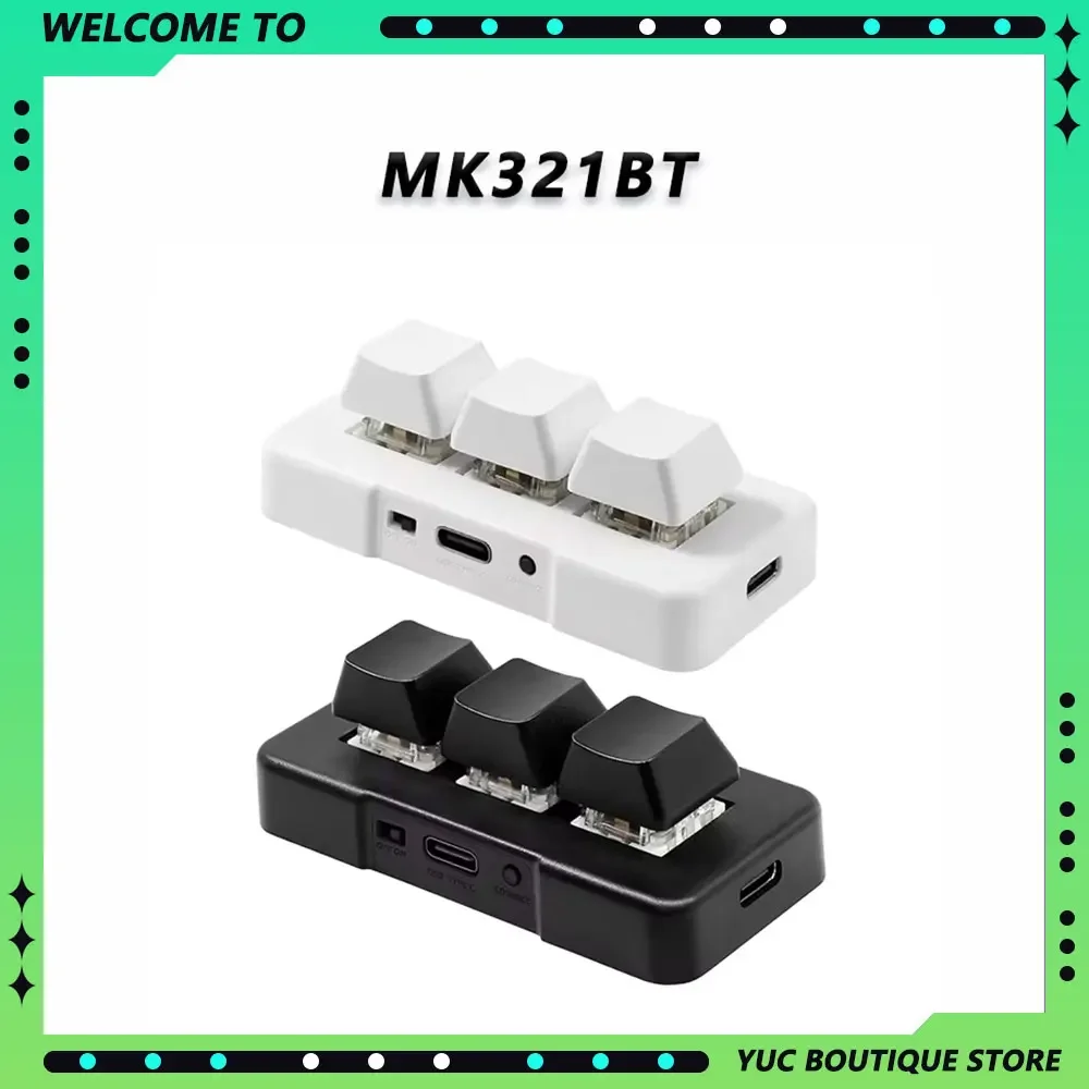 MK321BT Bluetooth Wireless Switch Keyboard 3-key Mini Customized Keyboard USB+BT Dual-mode For Office Game Multimedia Keyboard