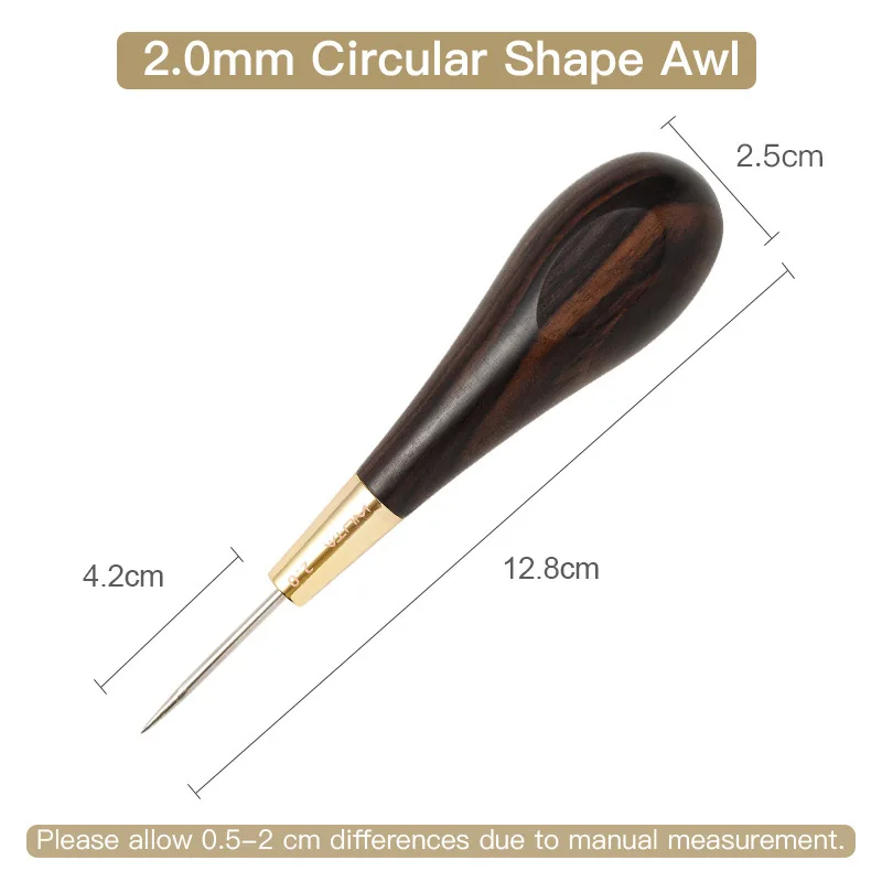 WUTA 2. Generation Ledernähte Ahle Diamantform Ebenholz Blackwood & Messing Bastelwerkzeug Handnähen Ahle DIY Stitcher Taper