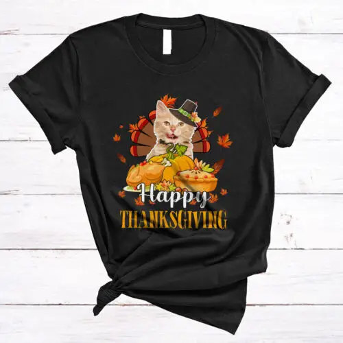 Happy Thanksgiving Turkey Cat Eating Dinner Thanksgiving Costume T-Shirt