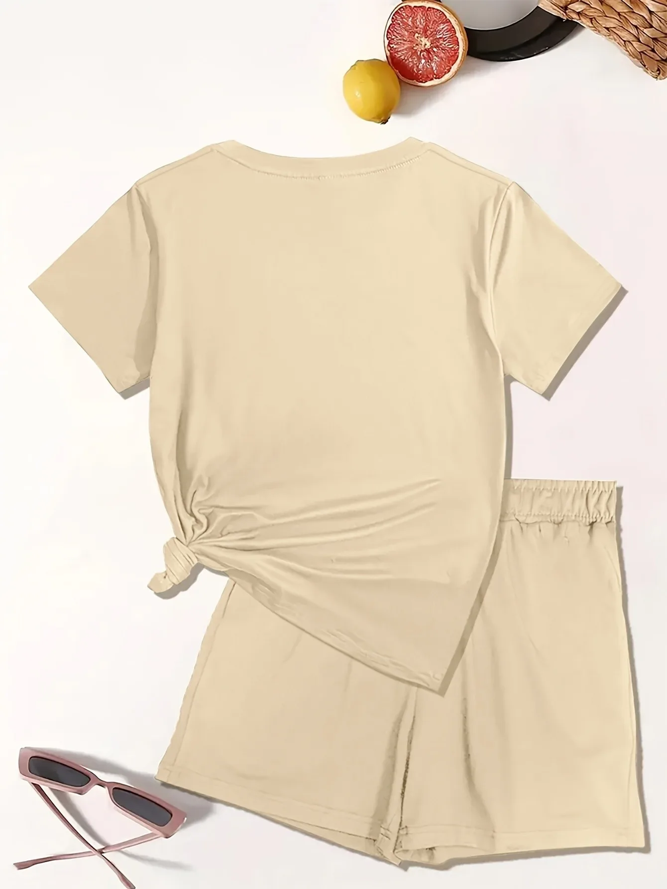2026 Summer Women's Suit Fashion Sporty Comfortable Soft 3D Letter Pattern Print Stylish and Versatile Casual Wear