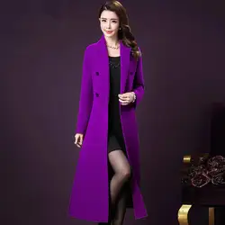 OKXGNZ 2022 New Woolen Jacket Women's Long Slim Chic Thick Wool Overcoat Female Autumn Winter Clothing Warm Woolen Trench Coats