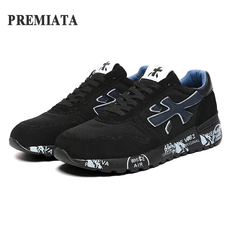 PREMIATA-Tênis respiráveis com design de luxo masculino, blusa impermeável, tendência de elemento multicolorido, calçados casuais com renda, calçados esportivos ao ar livre