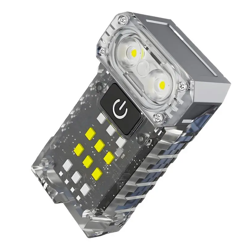 Key Chain Flashlight Compact Rechargeable Flashlight Portable Multifunctional Rotating Magnetic Clip Lighting Keyring For