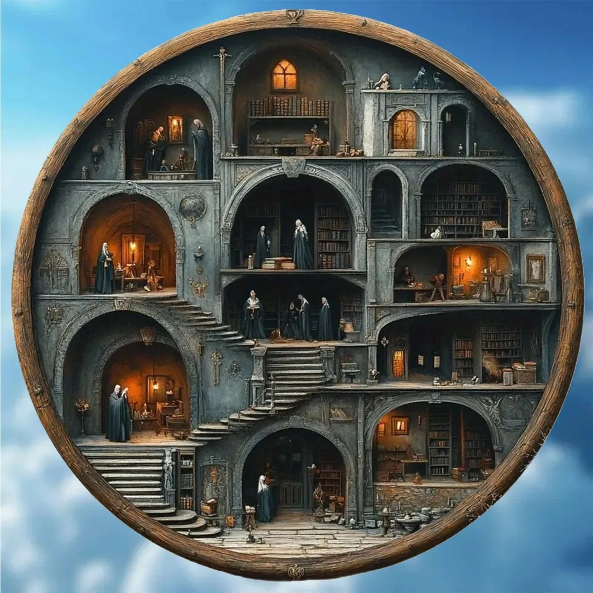 لوحة كلاسيكية من القصدير ولوحة دائرية للمدرسة السحرية ثنائية الأبعاد - ديكور أنيق للحانات/المقاهي/المنزل