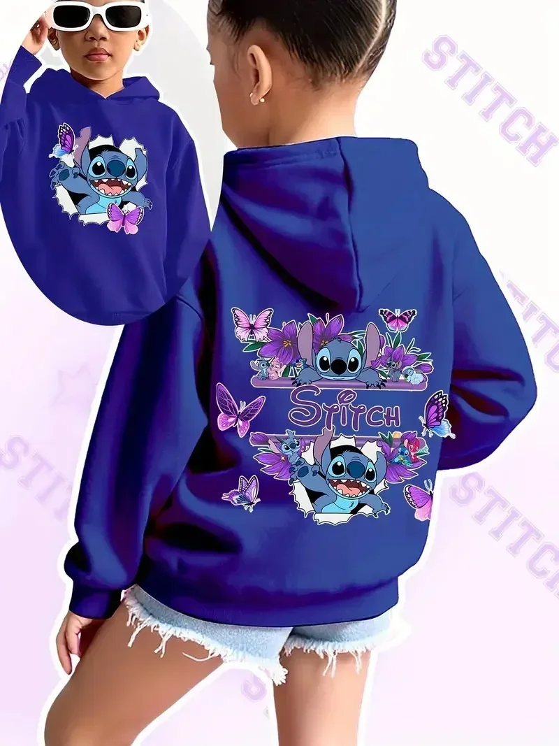 سترة ديزني ستيتش للبنات والأولاد للخريف كاجوال بغطاء للرأس مطبوعة على الوجهين مناسبة لهدايا عيد الميلاد للمراهقين بقلنسوة للاستخدام اليومي في الهواء الطلق