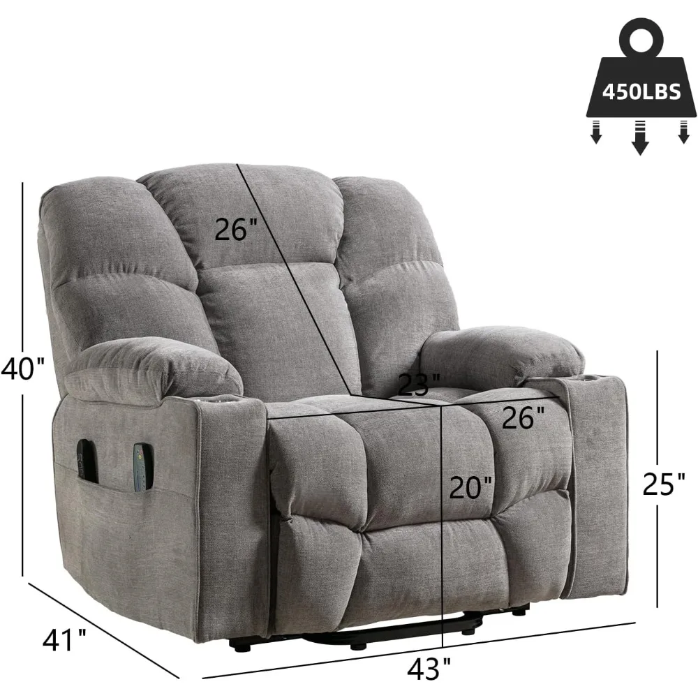 Oversized Power Lift Recliner Chair for Elderly, Big and Tall Electric Recliner Chair with Massage and Heating, Christmas Gift