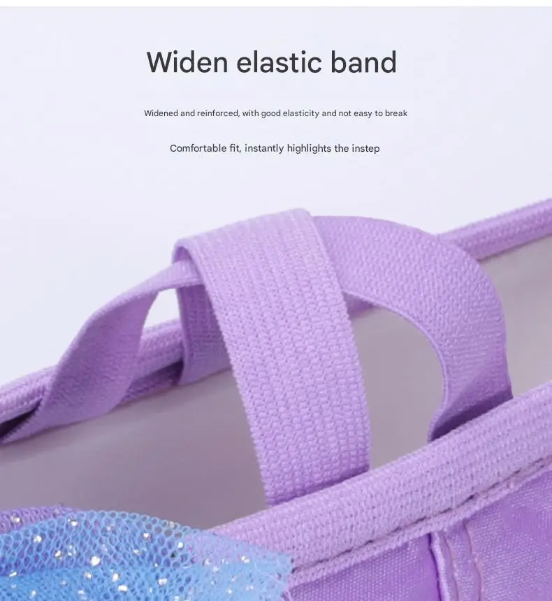 2026 Neue Satin-Tanzschuhe für Mädchen, Kinder und Erwachsene, Ballettschuhe für Frauen, Tänzerinnen, in Lila und Blau, Extravagant – Detail 5