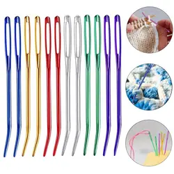 2pcs Aluminum Bent Tip Tapestry Darning Knitting Needles Needlework Crafts Sewing Big Eye Bent Needle DIY Accessories