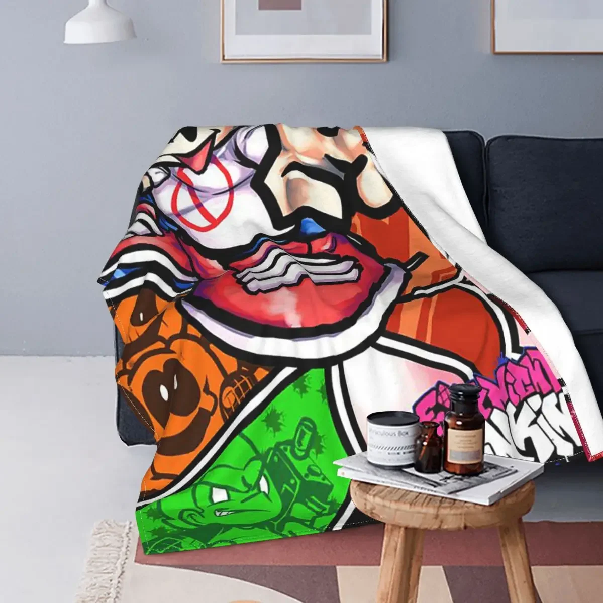 

Friday Night Funkin Collage Blankets Sofa Cover Flannel Autumn Winter Anime Lightweight Throw Blanket for Sofa Couch Quilt