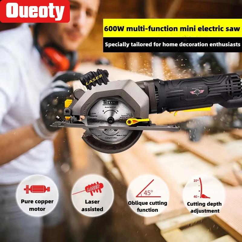 600W Mini Circular Saw Circular Saw Household Small Laser Handheld Saw Woodworking Cutting Wood Tile Metal Saw Electric Tool