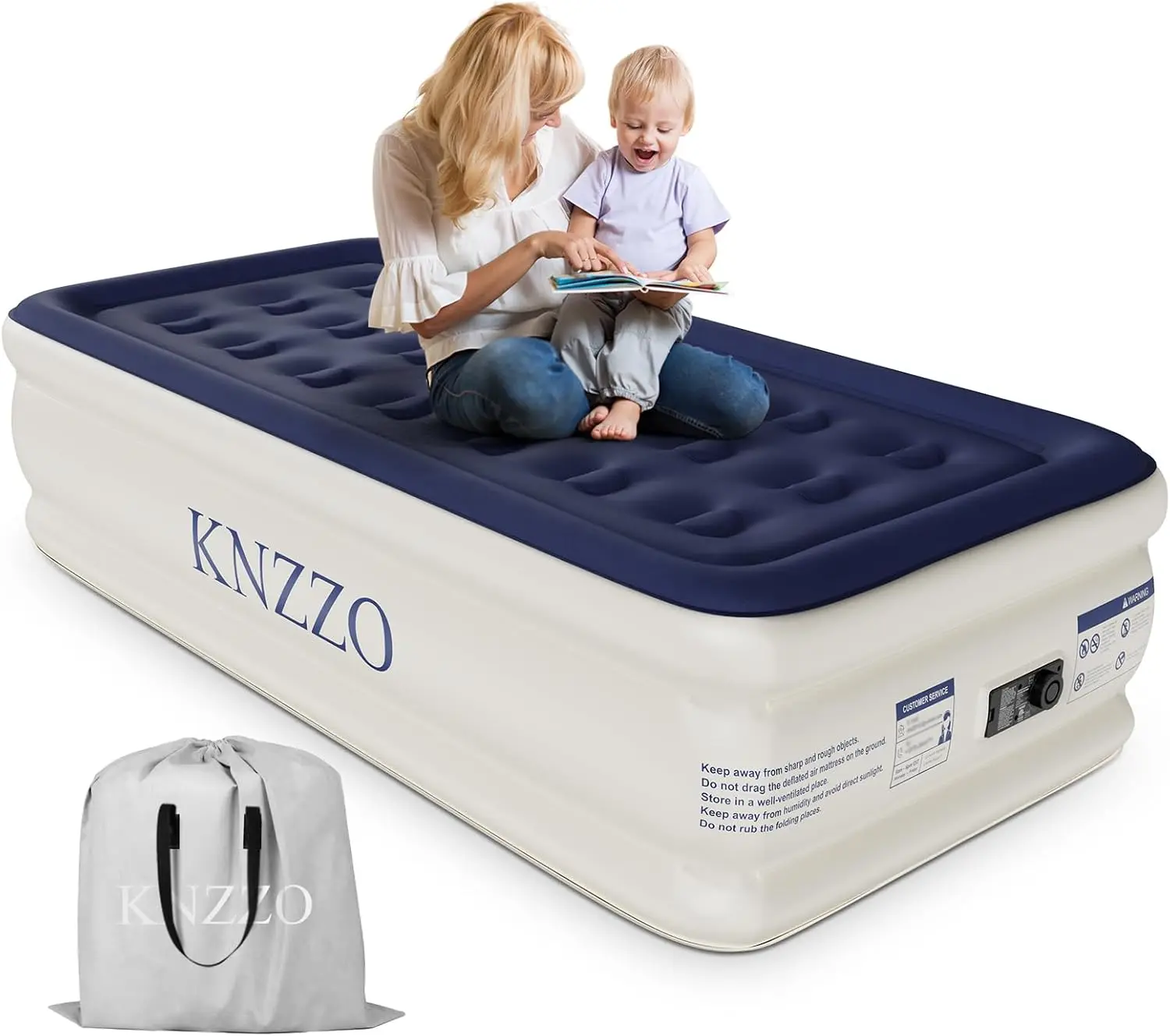 

Надувной матрас Twin Air со встроенным насосом, мягким флокированным покрытием, герметичный, для дома, гостей и кемпинга