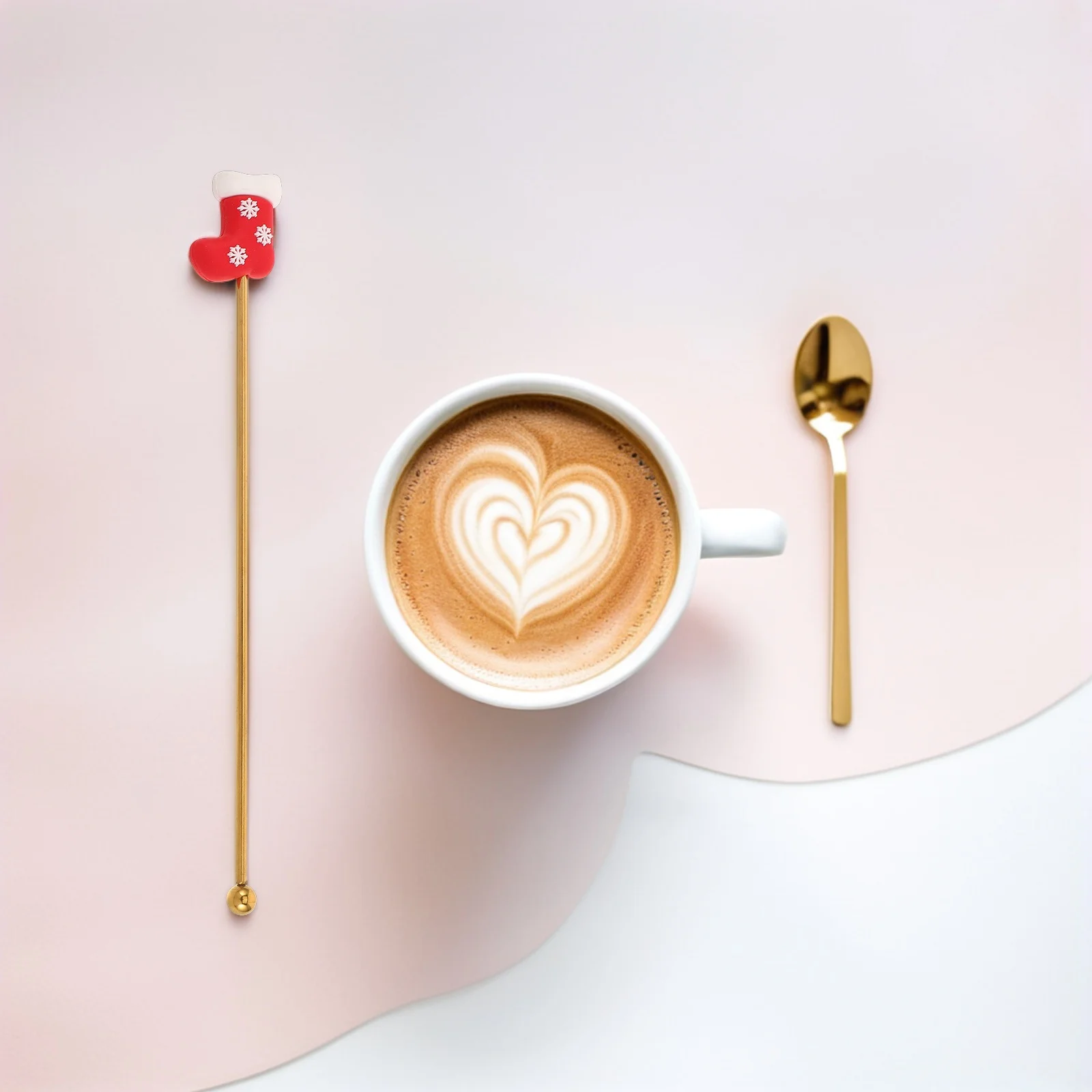 

Metal Christmas Swizzle Sticks 7.47inch Stainless Steel Cocktail Stirrers Festive Sock Pattern Beverage Mixing Rods