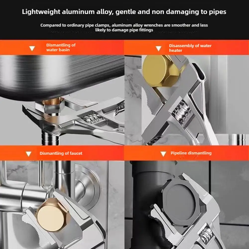 Adjustable Wrench Multi Functional Universal Repair Set Large Opening Pipe Wrench Nut Key Bathroom Pipe Hand Repair Tools Wrench