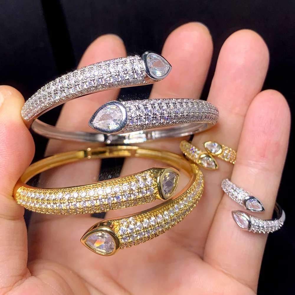 Hip hop bracelet for women, set with zircon gold silver punk style bracelet accessories