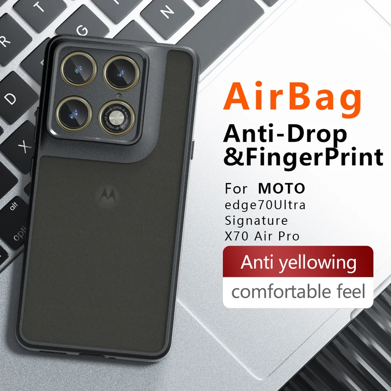 Capa Protetora para Motorola Moto Edge 70 Ultra X70 Air Pro, à Prova de Choque, Acabamento Fosco, Sensação de Pele, Capa Transparente em PC+TPU