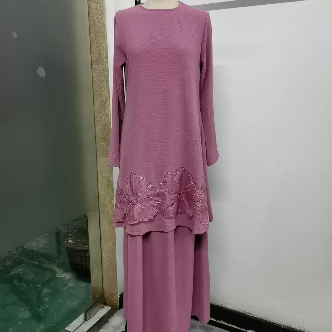 Ramadan Moslim Vrouwen Borduren Hijab Tops Rok Set Eid Djellaba Dubai Abaya Turkije Kaftan Jurk Islam Kleding Gebed Kledingstuk