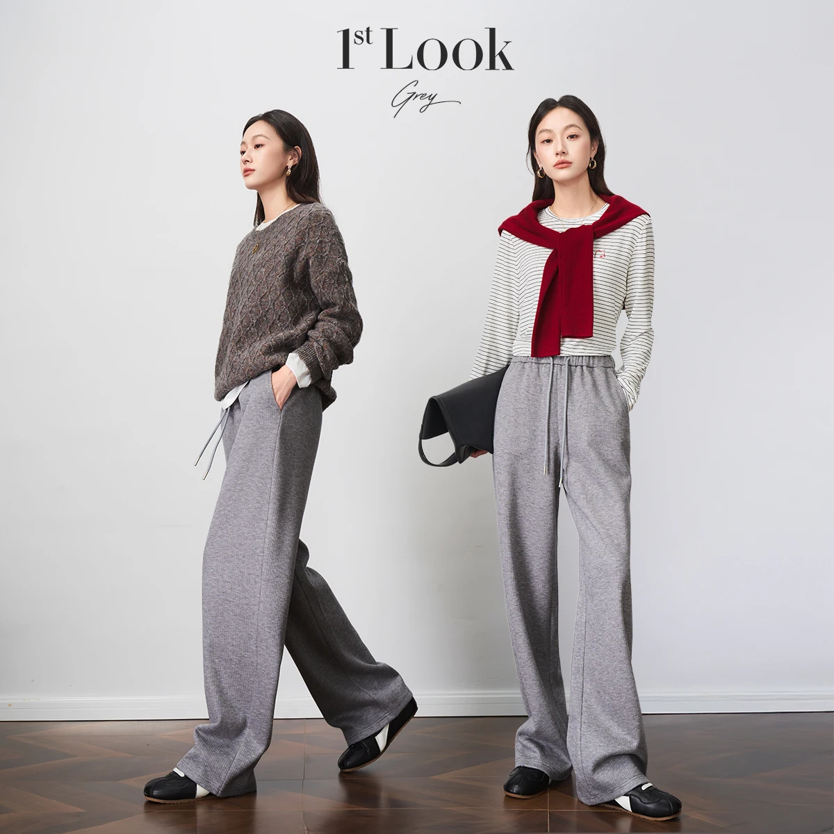 OLrain Women's Chenille Soft Straight Leg Pants Autumn 2025 Elastic Waist Relaxed Fit Comfortable Casual Trousers O57QK001289