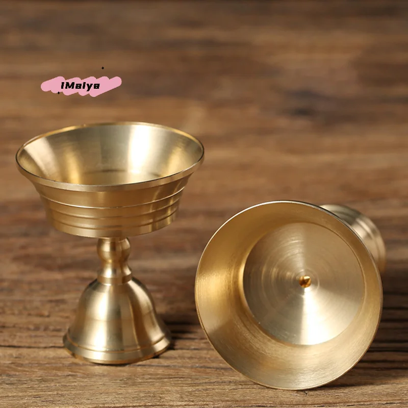 Picture 3: M-1PC Retro Brass Candle Holders Copper Butter Lamp Holder Long Lamp Candlestick Put Candle Copper Cup Home Wedding Decor