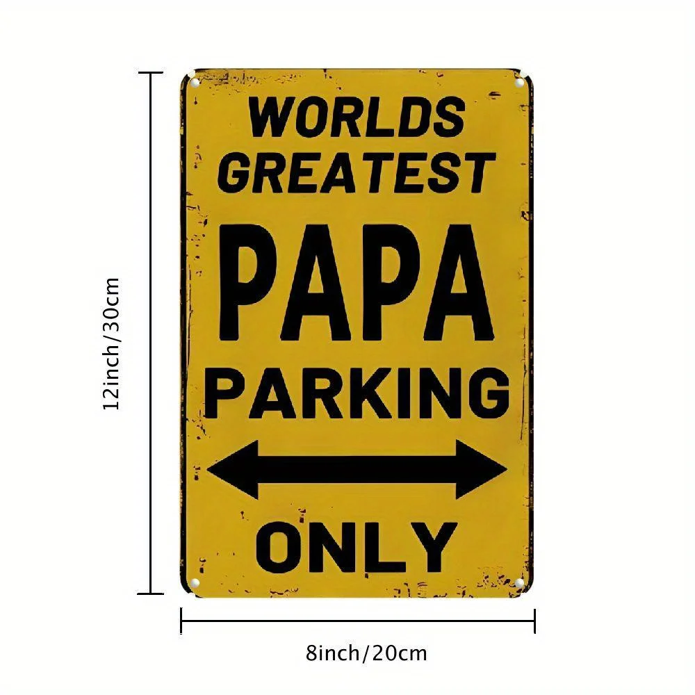 HEMITONG Metal Tin Sign Parking Only Vintage Wall Decor Papa Gift for Home Garage Garden Outdoor