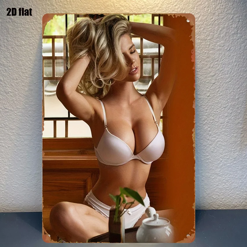 VANMALL Sexy Beauty Metall-Blechschild 8x12 Zoll für Wandkunst zu Hause, Vintage-Dessous-Poster für Bauernhaus-Küchendekoration, perfekt für Ma