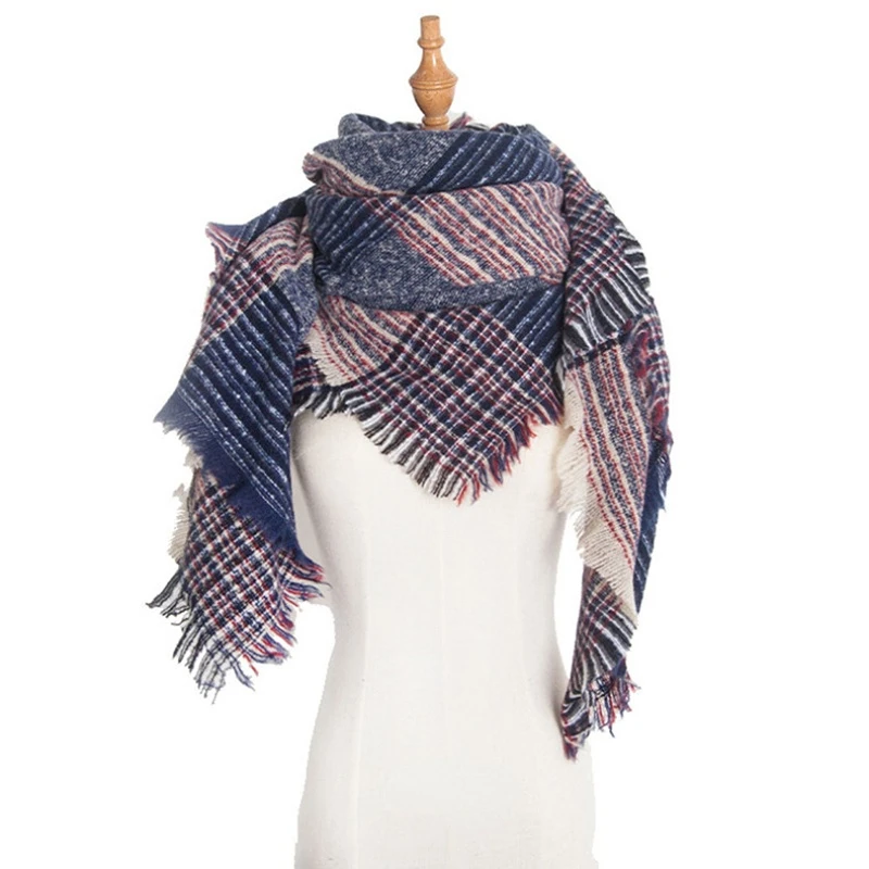 Fashion Cashmere Women Square Plaid Scarf Winter Warm Shawl and Wrap Bandana Pashmina Female Foulard Thick Blanket