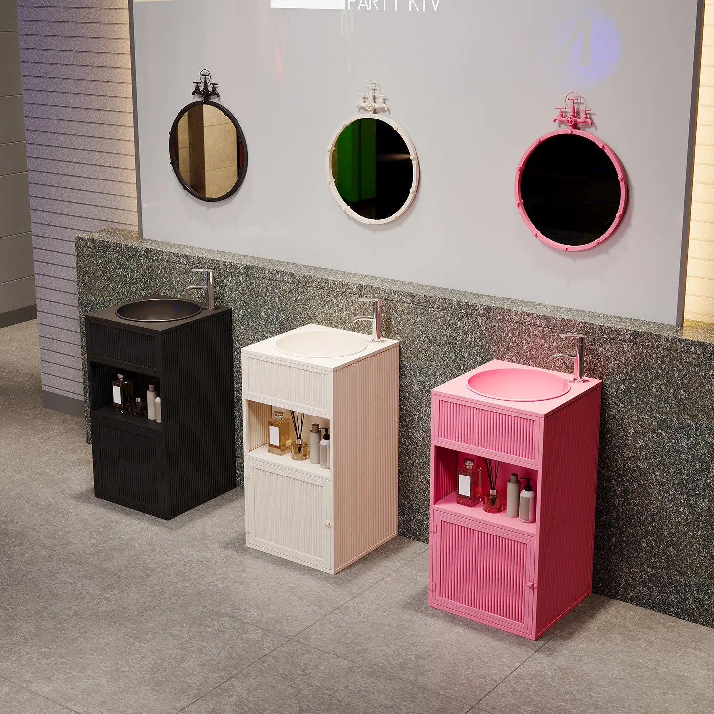 Industrial wind sink Small floor-to-ceiling washing cabinet Integrated washing table Internet celebrity Color column basin