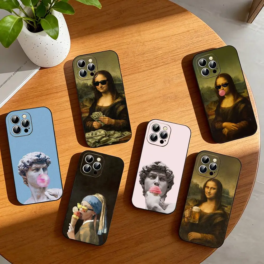

Aesthetic Funny David Mona Lisa-a Phone Case For iPhone 17, 16,15,14,13,12,11 Plus,Pro Max, Others Soft Black Cover