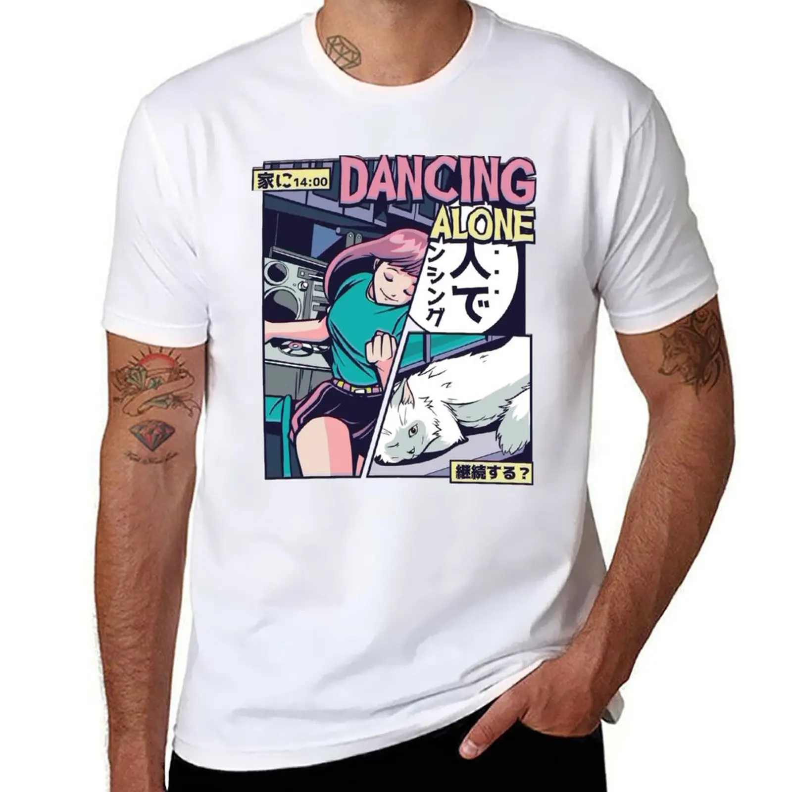 

Anime dancing vaporwave T-Shirt funny t shirts cotton man tshirt