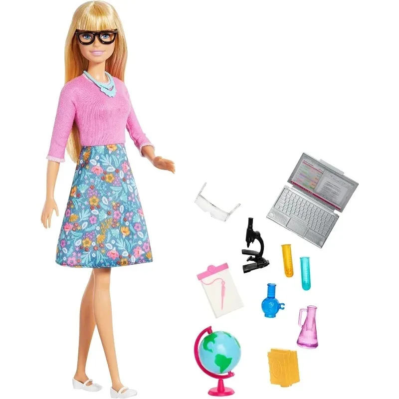 2024 Original Barbie Doll Teacher with Laptop Computer Accessories Toys for Girls Play House Brand Doll Christmas Birthday Gifts