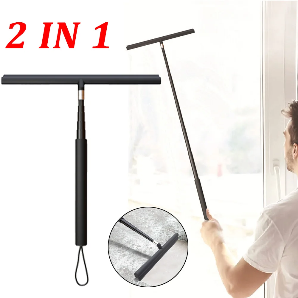 Telescopic Shower Squeegee for Window/Glass Door Cleaner Mirror Wiper Portable Long Handle Floor Mop Squeegee Home Cleaning Tool