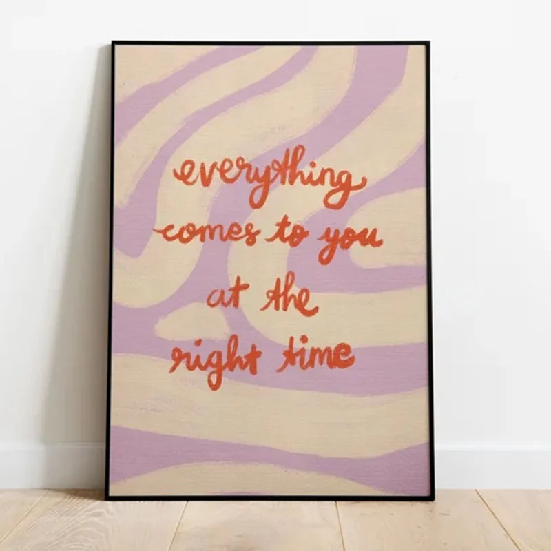 Affiche murale à rayures rouges et roses, comment porte-bonheur, citation inspirante positive, imprimés sur toile pour décoration de salon moderne et de maison