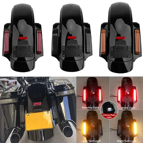 Motorcycle LED CVO Style Rear Fender System Extension Fascia Set For Harley Touring Electra Glide 14-20 Road Street Glide FLHR