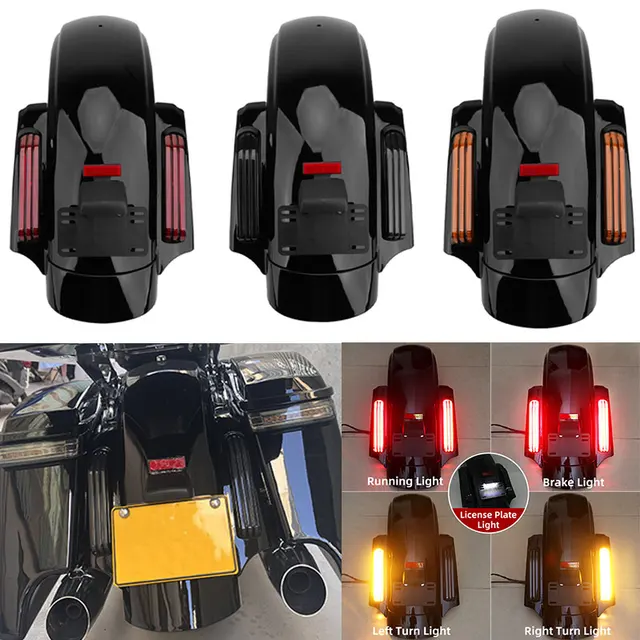 Motocykl LED CVO Style Rear Fender System Extension Fascia Set dla Harley Touring Electra Glide 14-20 Road Street Glide FLHR