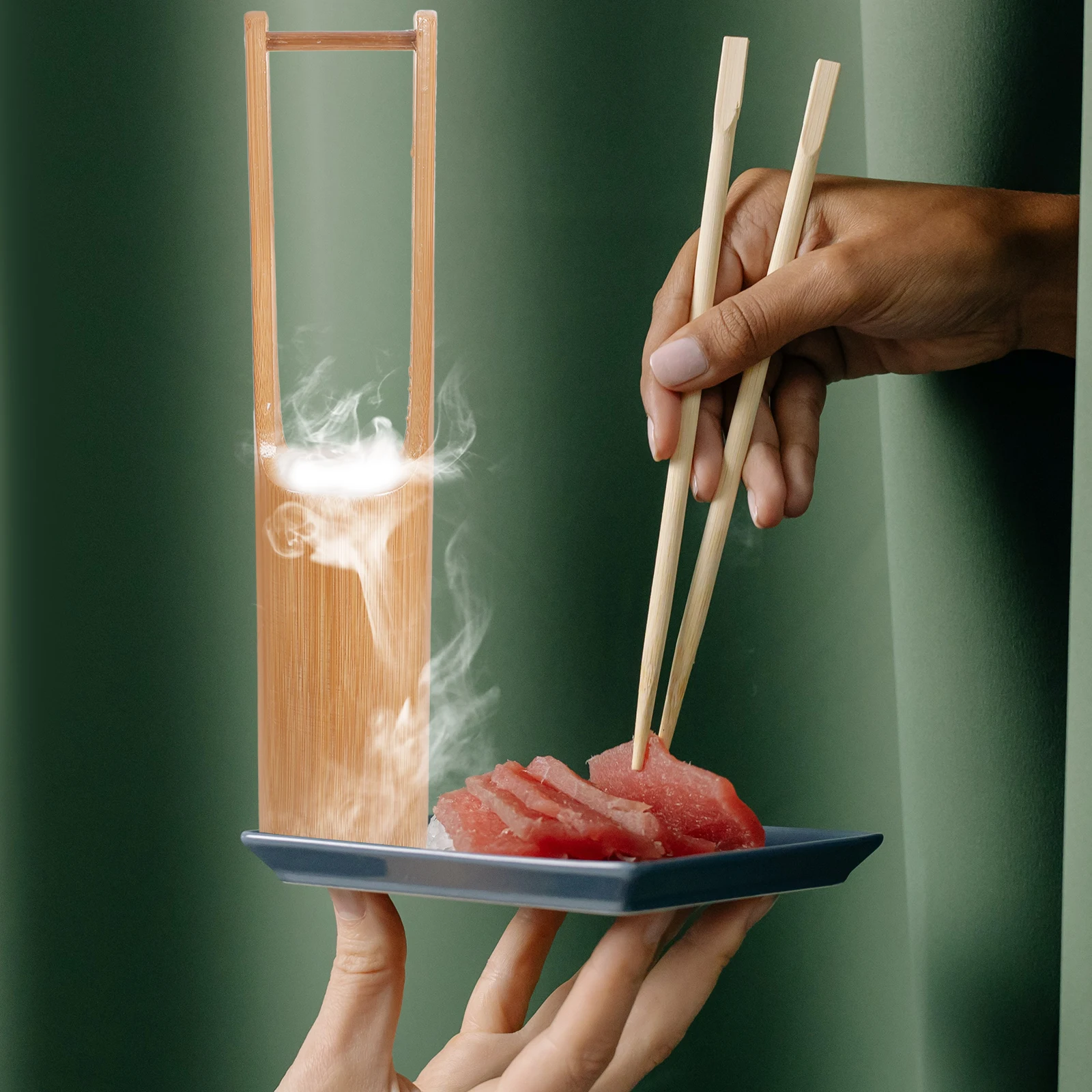 

Dry Ice Bucket Rectangular Sushi Plates Cold Trays for Food Party Sashimi Serving Decorative Ornament Bamboo Decoration