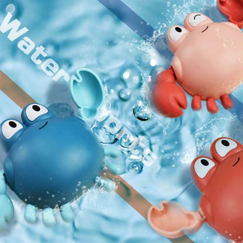 Cute Crab Clockwork Bath Toy For Baby Boy Girl Summer Beach Supply Shower Gift
