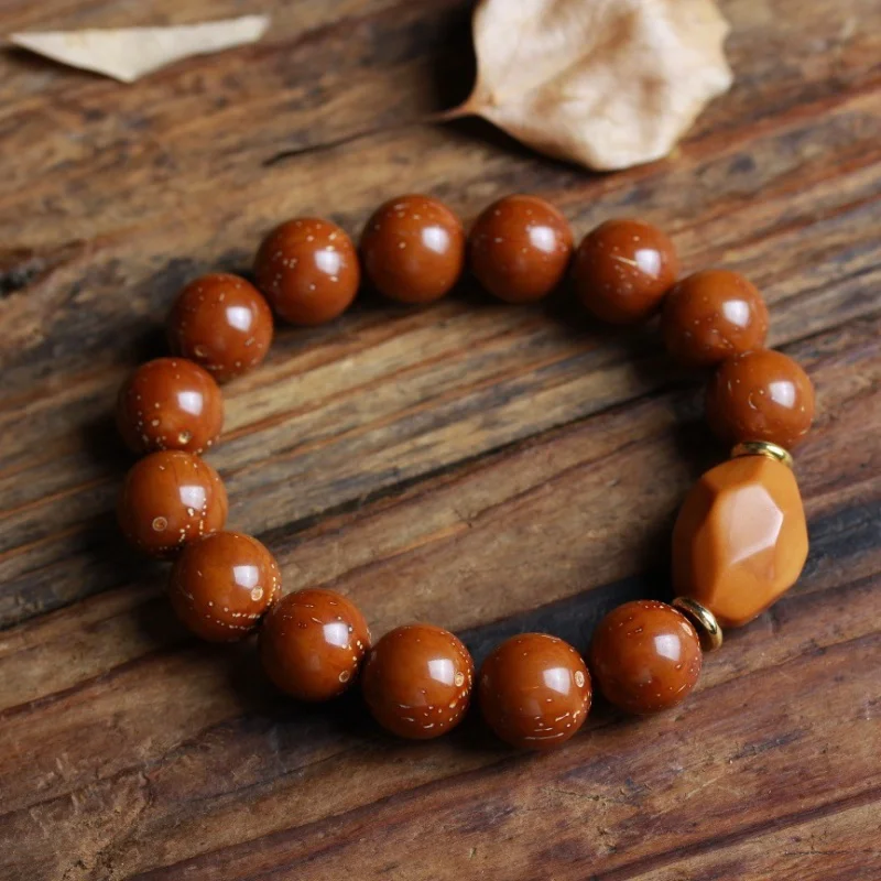 

Natural Indonesia Zi Jin Shu Bodhi Seed Handheld Chain Buddha Prayer Beads StringDIYMen's and Women's Retro Style Plate Crafts O