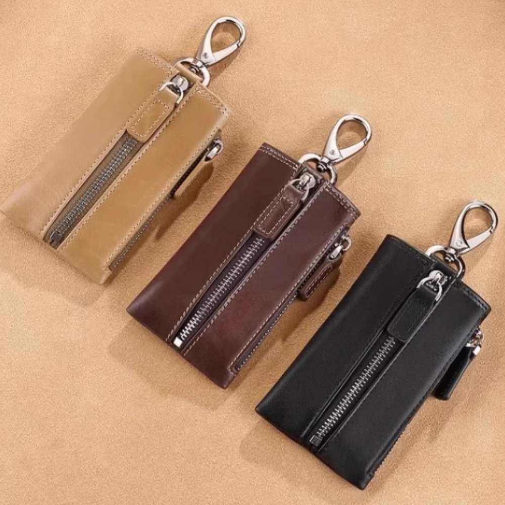 High End Leather Key Bag New Compact Coin Storage Portable Key Bag Household Car Key Protection Cover Storage Bag Men's Gift