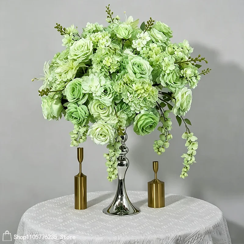 Rosa Künstliche Blumenarrangements Tischdekoration Blumenball Rose Delphinium Hochzeit Bankett Esstisch Party Event Dekoration – Detail 2