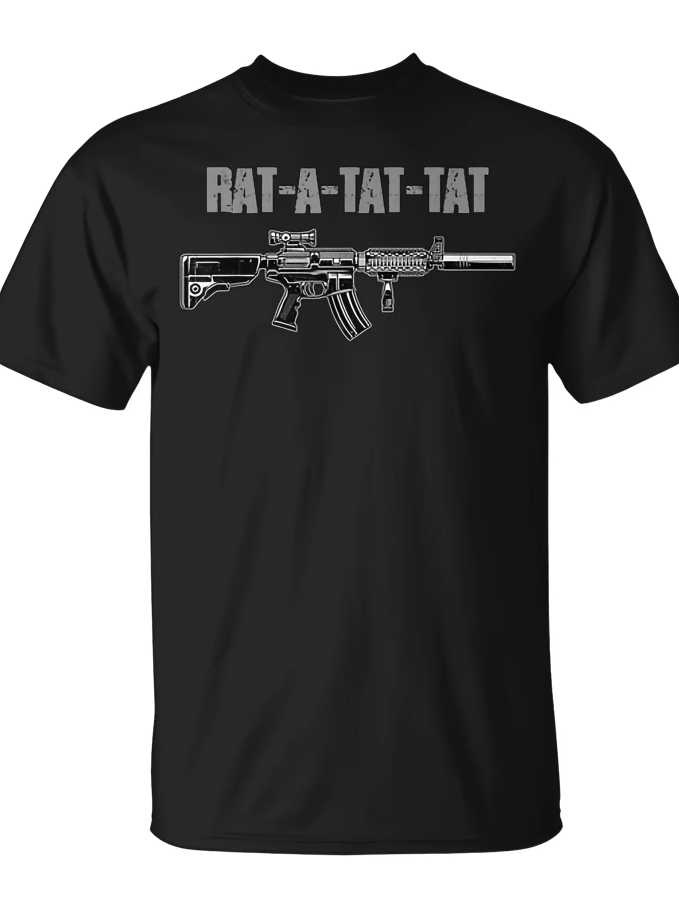 Rat-A-Tat Tat M-4 Ar-15 Rifle Gun Lovers Unisex T-Shirt for Everyday Use 2025 Humorous Christmas Novelty Men'S Tee Summer
