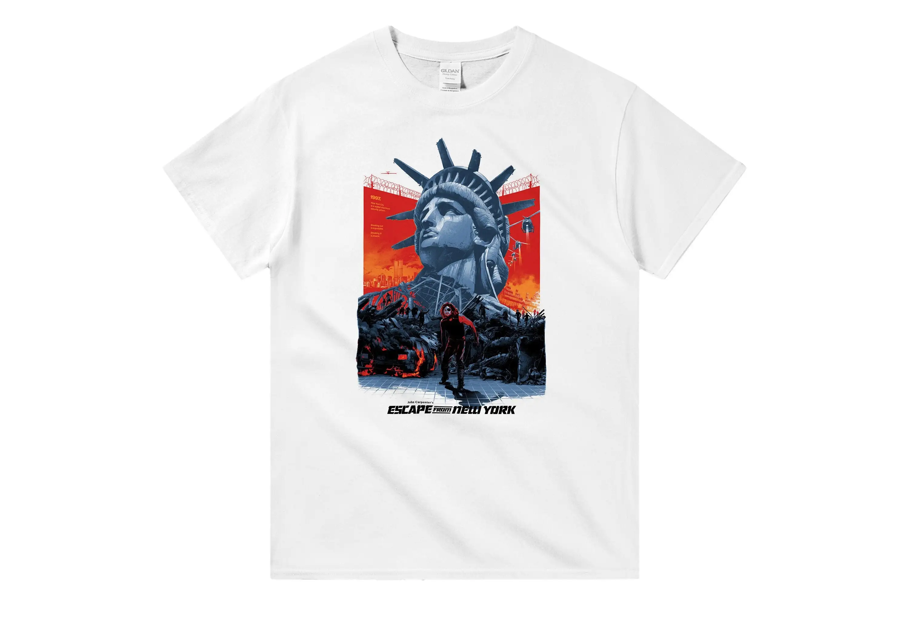 Футболка с принтом из фильма «Побег из Нью-Йорка», Джона плотника, Курта Russel 1981 Hq, тяжелая футболка с круглым вырезом