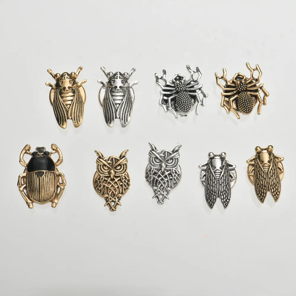 1 Piece Insect Series Button Cover Cufflink Gold Spider Owl Mantis Button Cover Cufflink for Blouses Tuxedo Shirt Dress Clothing