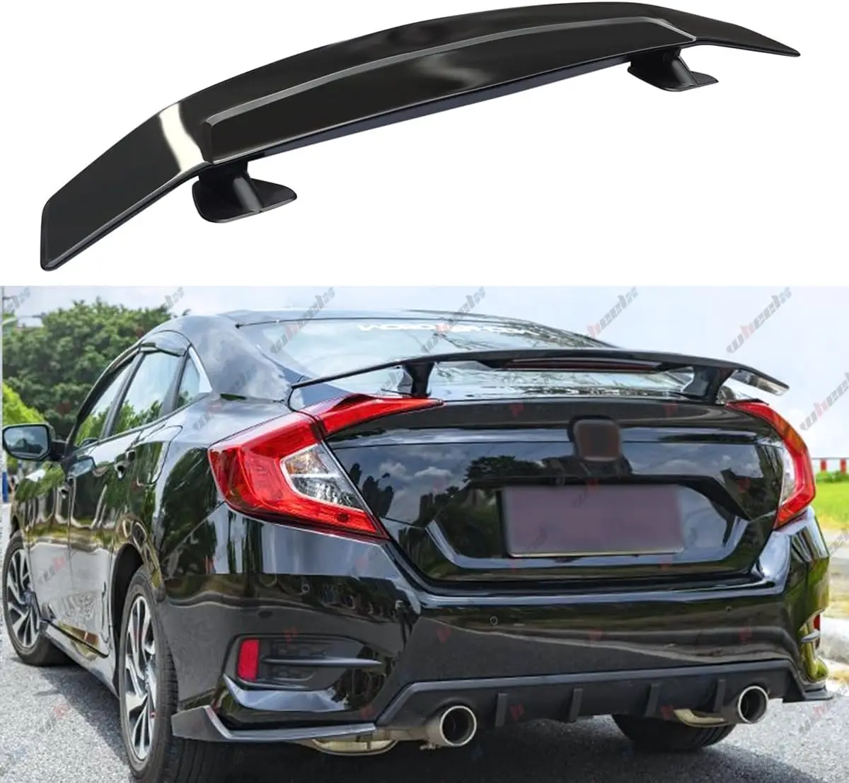 

Universal 47-Inch ABS Car Rear Spoiler Wing, Gloss Black Adjustable Racing Style, No-Drill Installation for Most Sedans