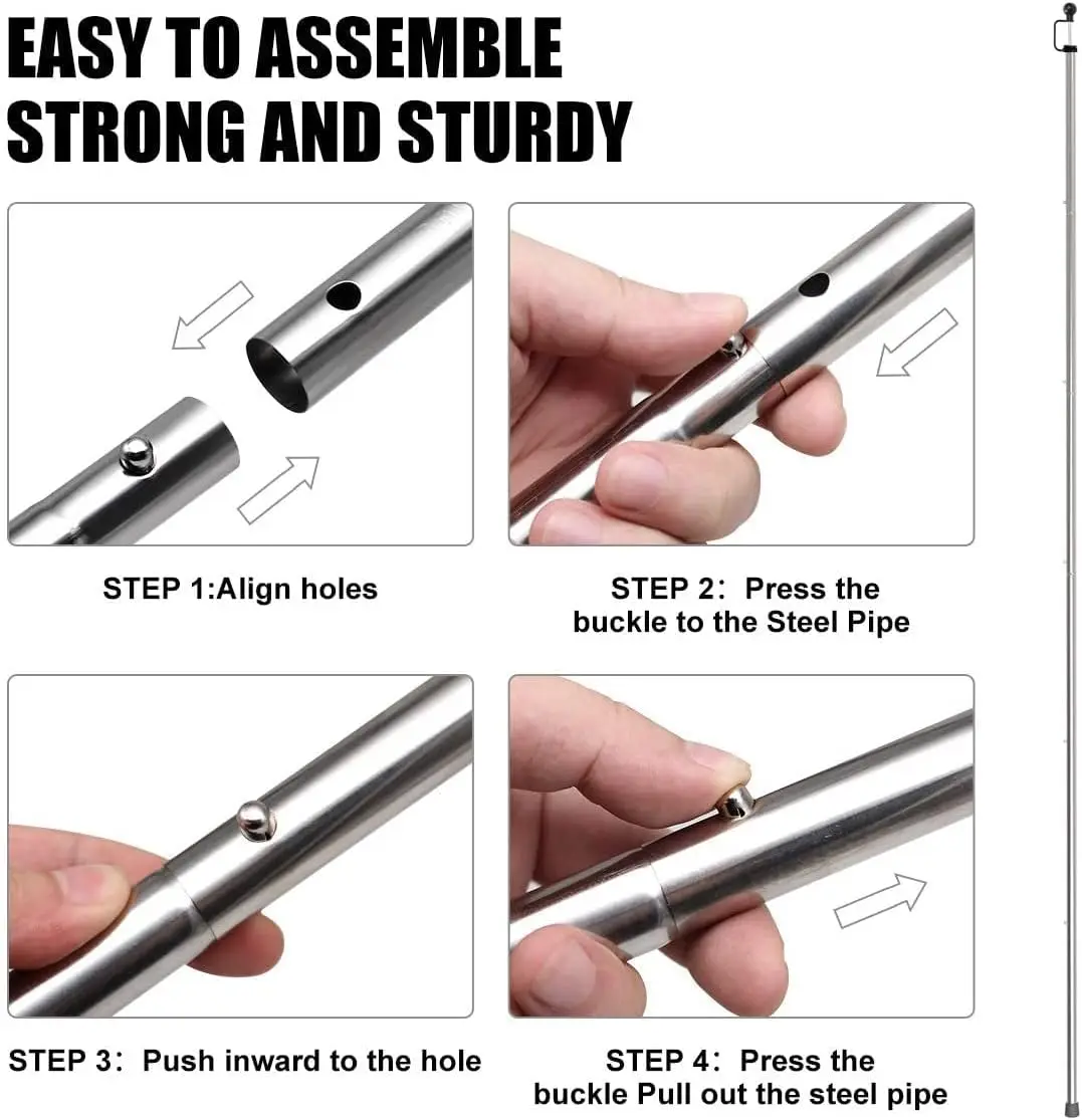 أقطاب قماش القنب من SANLIKE أقطاب خيمة قابلة للتعديل لأقمشة الأقمشة سميكة شديدة التحمل لاستبدال المظلة الخارجية المظلة 12 قطعة قضبان-