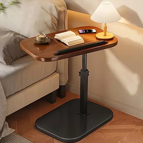 Walnut C-Shaped Sofa Bed Tray Table - Multi Functional Armrest Side Table, Sturdy Design, Perfect As A Snack Rack, Living Room, Bedroom, Bedside Table Laptop Desk, TV Tray Table, Dining Table, Sofa Tray Table, Adjustable Side Table, Christmas Gift