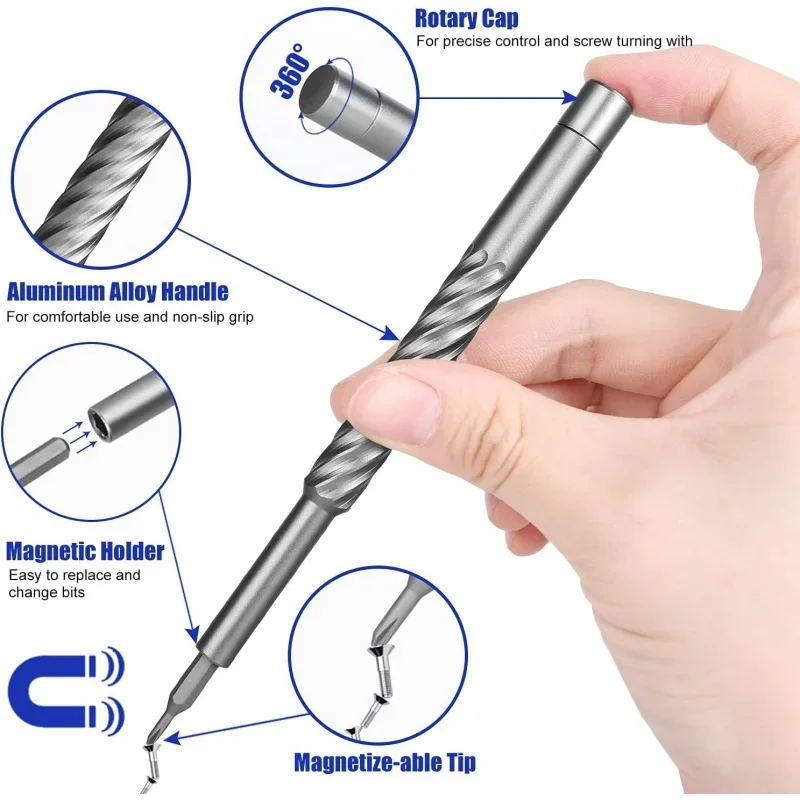 Imagem -03 - Precision Magnetic Screwdriver Grupo s2 Screw Driver Bit Kit de Ferramentas Manuais de Reparo Reel Storage Design 128 em 1