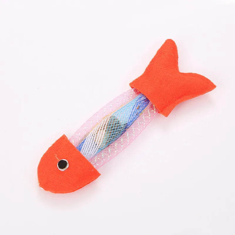 Fashion Cat Hose Spring and Canvas Fish Toy Cat Bouncing Toy Cat Puppy Toys Inflatable Balls Pets Products 14.5cm 1PC