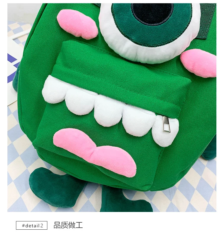 Street Trend Cute Cartoon Backpack Monster Girl Backpack Travel Large Capacity Canvas Bag